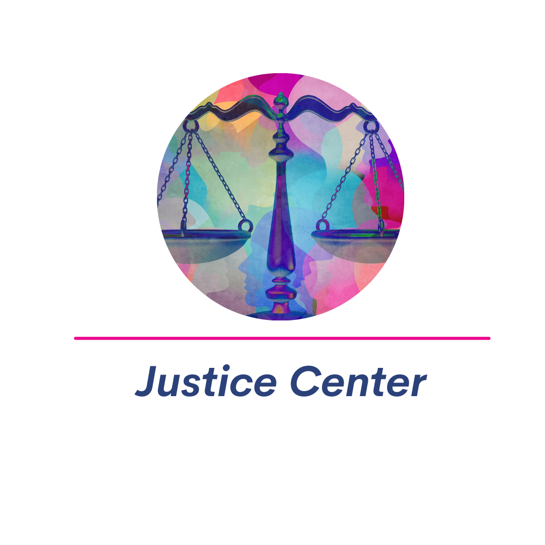 FASD United's Justice Center logo with a pink line underneath